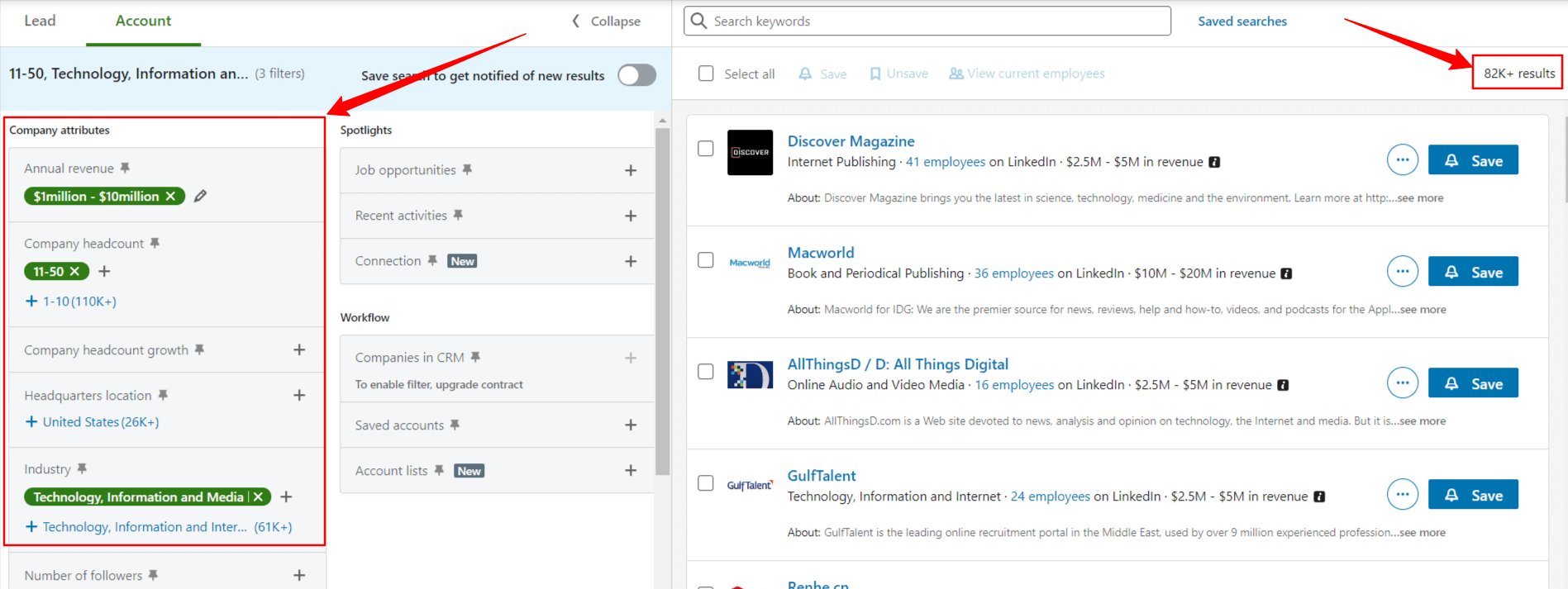 Search Sales Navigator